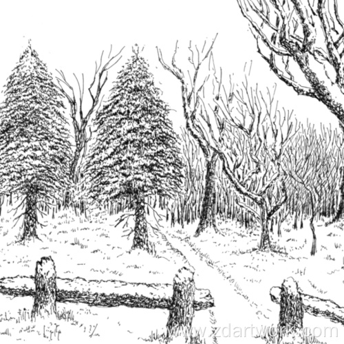 Winter spirit of pen and ink painting